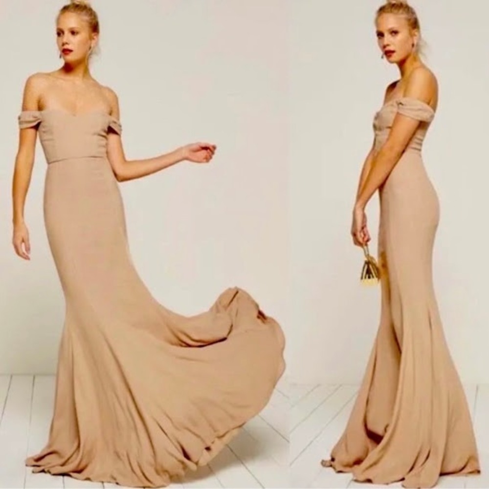 Reformation Gardner Maxi Dress Womens XXS Champagne Wedding Guest Minimalist